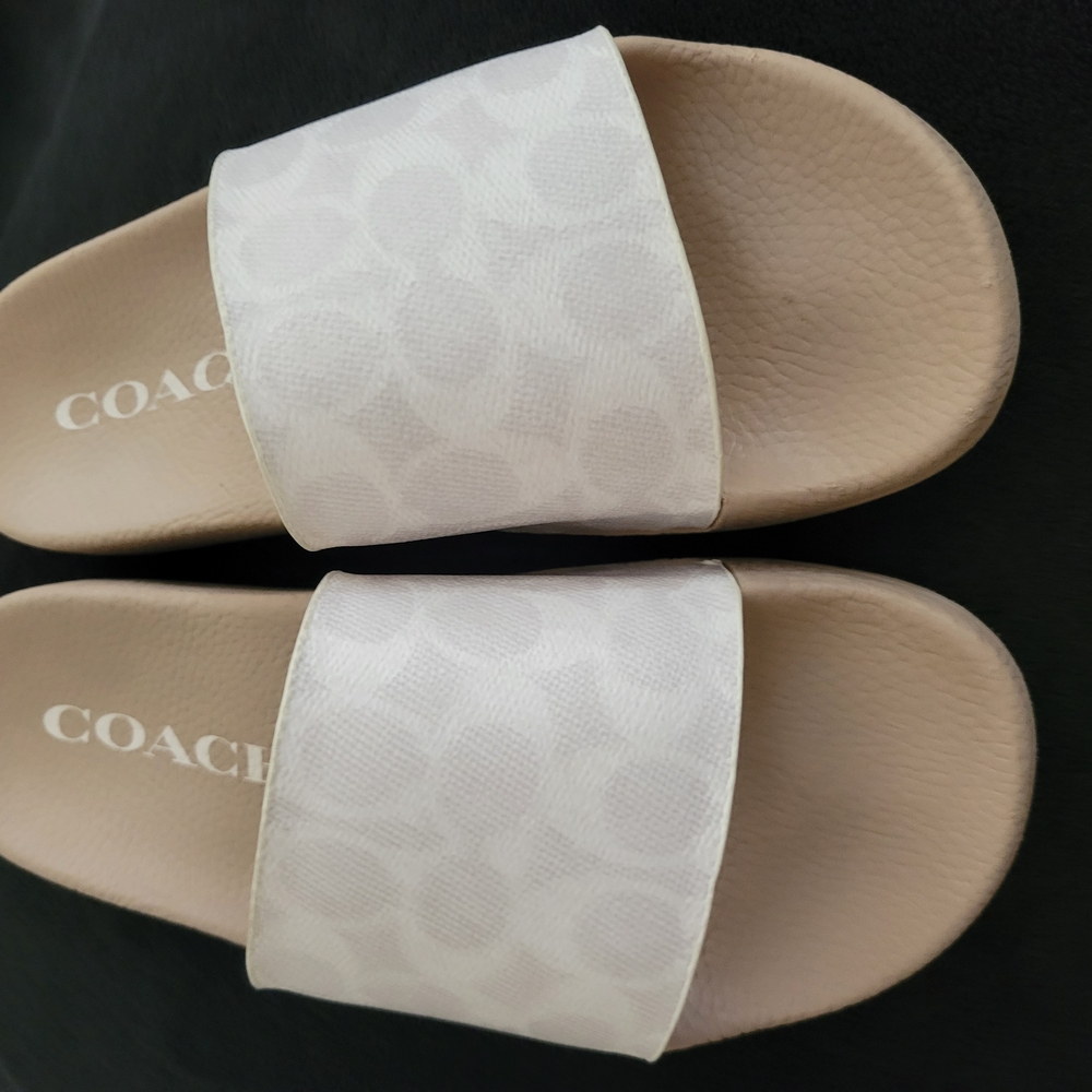 Coach White Slide Sandals
